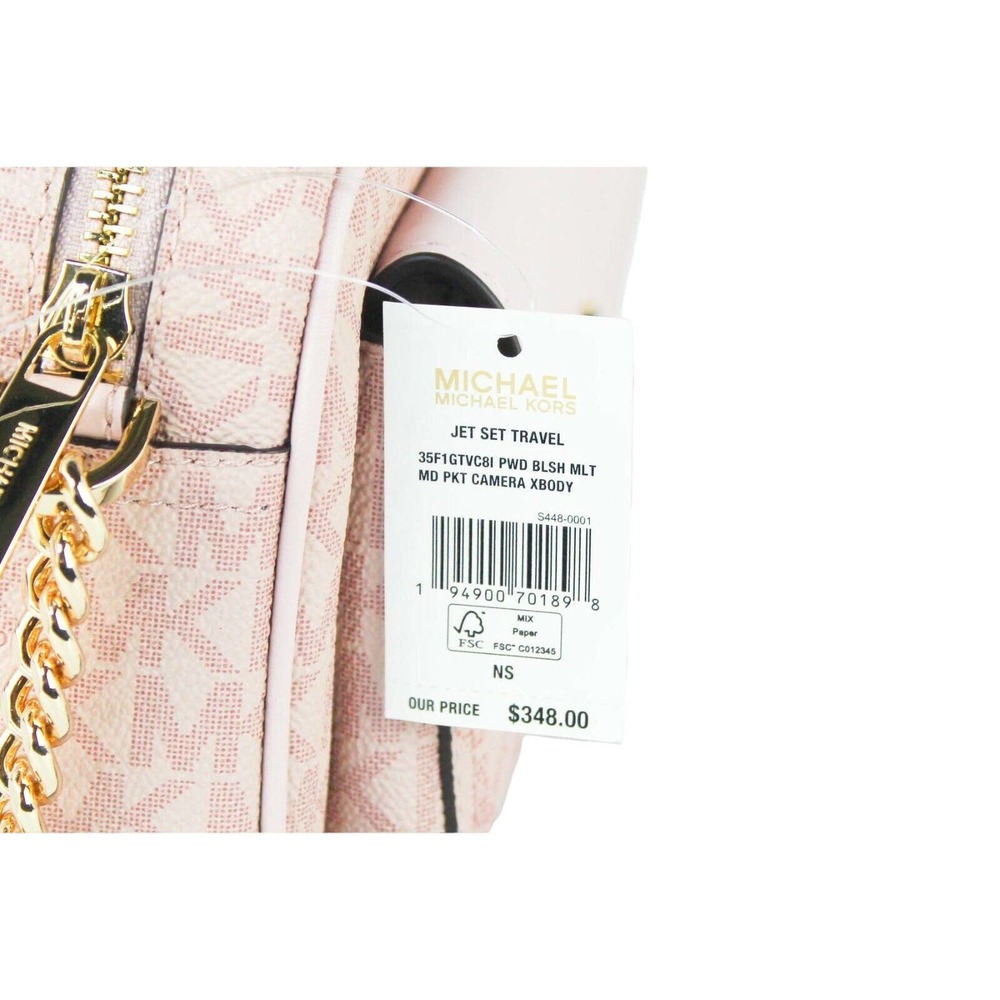 Michael Kors Jet Set Medium Pocket Camera Bag Crossbody Powder Blush Nwt $348 - Picture 6 of 7